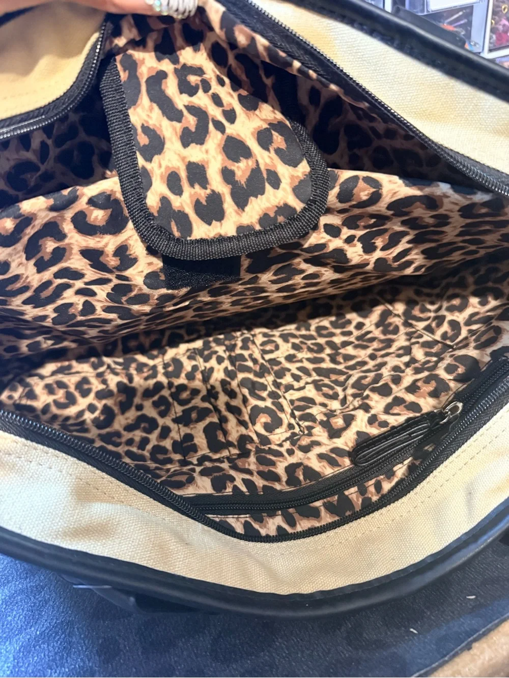 Nicole Beige and Black Canvas Laptop Tote